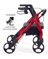 Comodità Piccola (Petite) Heavy Duty Rollator Walker with Comfortable 15" Wide Seat (Metallic Red)