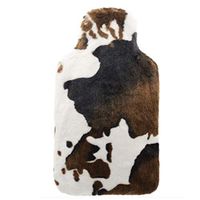 YUN PVC Irrigation Hot Water Bottle Cow Pattern Coat Warm Hand Warmer 2L