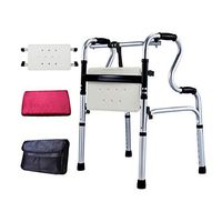 Drive Folding Light Weight Walking Frame Elderly Walking Aids Old Man Walking Stick with Stool Anti-Slip Assisted Disabled Multifunctional