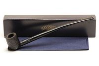 Savinelli Italian Tobacco Smoking Pipes, Churchwarden Rusticated Black 104