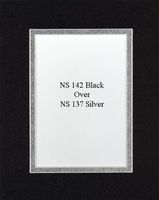 Pack of 20 11x14 Black/Metallic Silver Double Mats Mattes with White Core Bevel Cut for 8x10 Photo + Backing + Bags