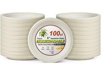 DecorRack Compostable Plates 6" Round Biodegradable Plates 100% Natural Disposable Bagasse Paper Plates, Tree Free Sugarcane Plates for Dessert or Appetizer (100 Count)