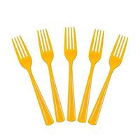 Yellow Plastic Forks 50 Count Party Catering Picnic Disposable New