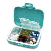 LazyMe Weekly Pill Organizer Wheat Straw Pill Box 6 Compartments Pill Case Double Waterproof Medicine Organizer for Daily and Travel Use (Lake Blue)