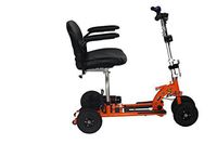 SupaScoota Orange Standard Model Lightweight Travel Mobility Scooter, Breaks Apart and Folds Easily.  175 Pound Weight capacity.  Single Motor. Range 8 miles. Heaviest piece 30 pounds.