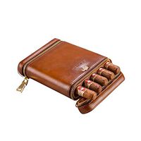 Jinnuotong Cigar Box, Portable Cow Leather Cigar Moisturizing Set Cigar Tube 5, Cigar Humidor and Cigar Accessories Smoker, Brown and Black,Moisture Proof and Pressure Proof