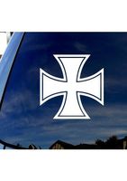 Iron-Cross - Vinyl 4" wide (Color: WHITE) decal laptop tablet skateboard car windows stickers