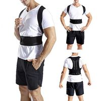 Ugthe Men Women Back Posture Corrector Shoulder Bandage Humpback Support Brace Belt - Black XXL