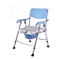 Feceyq Simple and Practical Height Adjustable Commode Chair, Easy to Use, Store and Clean, Household Durable Portable Foldable Commode Chair