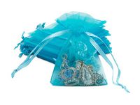 TheDisplayGuys 100-Pack 2x3 Turquoise Blue Sheer Organza Gift Bags with Drawstring, Jewelry Candy Treat Wedding Party Favors Mesh Pouch