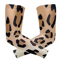 LEVEIS Cute Leopard Print Animal Arm Sleeves UV Protection for Men Women Sunblock Protective Gloves Running Golf Cycling Driving Long Arm Cover 1 Pair