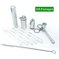 5 Pieces Glass Holder Tube with 2 Pieces Metal Bottle and 1 Piece Mini Tool and EVA Bag- Silver