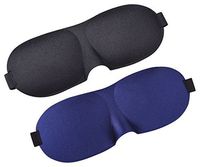 Samdone 2 Piece Sleep Mask with Adjustable Strap 3D Contoured Shape Good Night Eyeshade for Women, Men, Soft Blindfold, Great for Travel, Shift Work and Meditation, Black/Blue