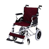 YangMi Wheelchair- Aluminum Alloy Wheelchair Folding Portable and Disabled Elderly Travel Trolley (Color : Red, Size : 96x60x92cm)