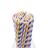 100 Pack of Premium Disposable Paper Straws – Bulk Set For Home, Parties, and Events - Multiple Colors Available (Pastel Stripes)