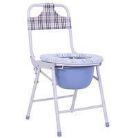 Commode Folding Bedside Toilet, Portable Toilet for Hip Replacement/Elderly/Disabled, Plastic Steel Pipe/Pull-Type Canvas Back, Bearing 100kg