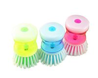 Guerbrilla 3 PCS Soap Dispensing Dish Palm Brush with Powerful Nylon Bristles for Kitchen Sink Pot Bowl Pan,Kitchen Brush Pot Dish Bowl Palm Scrubber Cleaning Gadget (Color Random)