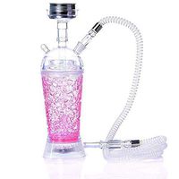 NMSL Acrylic Hookah Set with LED Light Sheesha Metal Bowl Holder for Coal Narguil Hookah Cup Small Portable Hookah Set,Pink