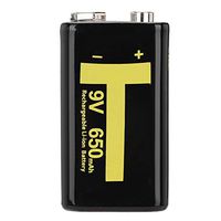 ASHATA Lithium Battery 650mAh, Portable 9V 650mAh Large Capacity Rechargeable Lithium Battery for Microphone, walkie Talkie, Remote Control Toys, etc.