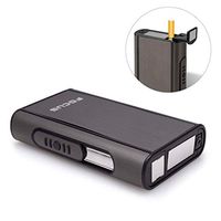 Hometu Cigarette Case Pocket Aluminum Metal Automatic Ejection Cigarette Holder/Cigarette Box/Tobacco Storage Case Black