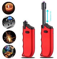 MENG ZHI AO Candle Lighter Electric Arc Rechargeable Lighter with Safety Lock USB Plasma Lighter Perfect Telescopic Rod Neck Fire Starter Lighter for Outdoor Camping Hiking Cooking BBQs (red)
