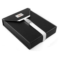 NIBO Black & White Leather 7 Count Travel Cigar Humidor