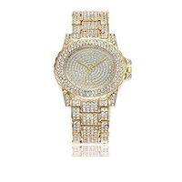 YunhuiM⌚Women Watch Fashion Full Diamond Rhinestone Band Luxurious Analog Quartz Round Wrist Watch Watches (Gold)