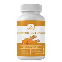 Turmeric Curcumin & Ginger (100 Capsules, 1020 mg/Serving) by Pure Organic Ingredients, Herbal Supplement, Pain Relief, Anti-Inflammatory, Digestive & Joint Health, Healthy Brain Function*