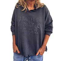 Meikosks Women's Hooded Sweatshirt Long Sleeve Print T Shirt Loose Casual Pullover Tops Black