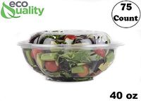40oz Salad Bowls To-Go with Lids (75 Count) - Clear Plastic Disposable Salad Containers | Airtight, Lunch, Salads, Parfait, Fruits, Leak Proof, Airtight, Fresh, Meal Prep | Rose Bowl Container (40oz)