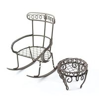 Touch of Nature Garden Rocking Chair with Round Table, Mini, Rustic