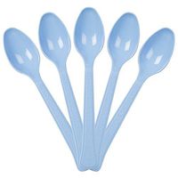 JAM PAPER Premium Utensils Party Pack - Plastic Spoons - Baby Blue - 48 Disposable Spoons/Pack