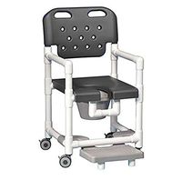 IPU ELT820 P FR (for Tall Toilets) Elite Rolling Shower Commode Chair with Footrest for use Over existing Toilet, in The Shower and Bedside (Gray)
