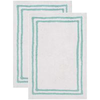 Bath Mat in Turquoise and White - Set of 2