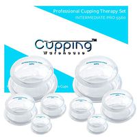 Cupping Warehouse TM Supreme Intermediate PRO 5560 8 Cups (4 Sizes) Professional and Home Use: Clear Chinese Silicone Massage Cupping Therapy Sets Vacuum Suction Cups (IP5560-8(2s,2m,2l,2XL))