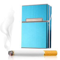 COPYLOVE Aluminum Metal Cigar Cigarette Box, Light Aluminum Cigarette Tobacco Holder Aluminum Pocket Box Container (Blue)