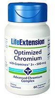 Optimized Chromium with Crominex 3+, 500 mcg, 60 vcaps by Life Extension (Pack of 3)