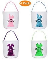 Easter Bunny Bags, Easter Bunny Baskets Rabbit Ears Design Jute Cloth Tote Bags for Kids Eggs Hunting, Candy and Gifts Carry Bucket at Easter Party (Basket 4 Pack A)