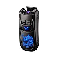 Dual Arc Lighter Double Arc Plasma Lighter USB Rechargeable Windproof Flameless Electronic No Gas Good for Cigar Candle Cigarette (Black Dragon)