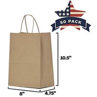 Brown Paper Gift Bags Bulk with Handles 8x4.75x10.5 50Pcs Kraft Paper Bags, Retail Bags, Craft, Shopping Bags, Party Bags, Paper Bags with Handles
