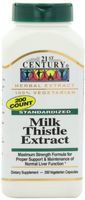 21st Century Standardized Herbal Extract Capsules, Milk Thistle Extract, Maximum Strength, 200-Count Bottles (Pack of 2)