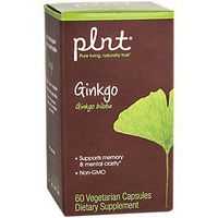 plnt Ginkgo 400mg Supports Memory Mental Clarity, NonGMO Organic Full Spectrum Ginkgo Biloba Herb Standardized Ginkgo Extract (60 Veggie Capsules)