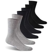 Facool Diabetic Socks Dress, Birthday Gifts for Men Women Lightweight Non Binding Thin Socks 6 Pack Crew L Black/Grey/Navy Blue