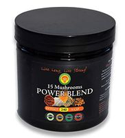 Organic 15 Mushroom Blend Powder Extract, Adult Strength, 240 Capsules / 2 Month Supply, No Filler, High Potency; Power, Energy, Nootropic Supplement Brain, Clarity, Calm, Immunity, Adaptogen