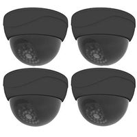 Dummy Fake Security CCTV Dome Camera 28 Illuminating Red LED Light with Security Alert Sticker Decals (SD-4C) by WALI, 4 Pack, Black
