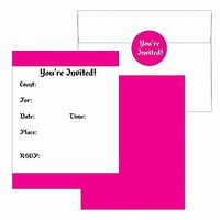 Solid Color Invitations - Party Supplies - Any Occasion or Event Invitation Set (Hot Pink)