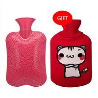 Textured Surface 2000ML Classic PVC Hot Cold Water Bottle Bag with Cover Winter Back Neck Hand Warmer Bag Hot Water Relaxing Heating Bag (Color : Red)