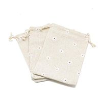 Kissitty 50 Pack Cotton Cloth Storage Bags with Drawstring 3.94x5.51 Inch Flower Printed Reusable Jewelry Gift Pouches for Wedding Party Favor