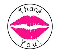 48 THANK YOU PINK LIPS ENVELOPE SEALS LABELS STICKERS 1.2" ROUND