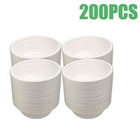 Paper Bowls Disposable Bagasse Bowls - Eco-Friendly, Biodegradable and Compostable - Perfect Non Plastic Alternative Serving Dishes - White (200 Pcs)